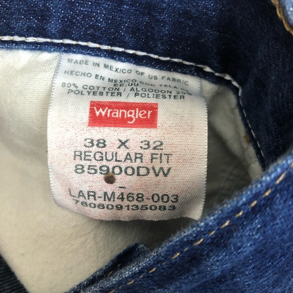 Wrangler Regular Fit Denim Blue Jeans - 38/32 - Picture 8 of 10